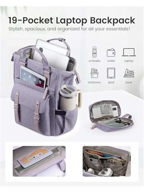 Women Travel Laptop Backpack 40oz Tumbler Holder Nurse Teacher Work Bag
